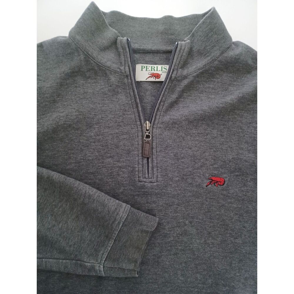 Perlis 1/4 Zip Pullover Large Crawfish Sweatshirt Preppy Golf New Orleans Sports